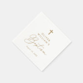 Serviette En Papier Simple moderne Elegant Cross Baby Baptism (Coin)
