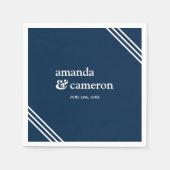 Serviette En Papier Simple moderne élégant Mariage bleu marine (Devant)