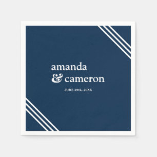 Serviette En Papier Simple moderne élégant Mariage bleu marine