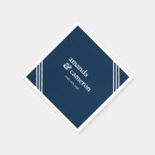 Serviette En Papier Simple moderne élégant Mariage bleu marine (Coin)