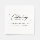 Serviette En Papier Simple moderne élégant script funéraire Memorial (Devant)