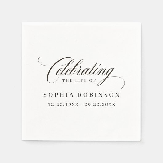 Serviette En Papier Simple moderne élégant script funéraire Memorial (Devant)