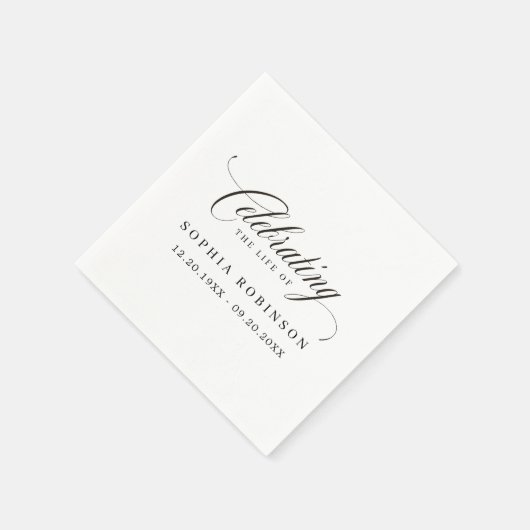 Serviette En Papier Simple moderne élégant script funéraire Memorial (Coin)