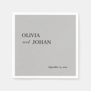 Serviette En Papier Simple, moderne et minimaliste Gris Mariage