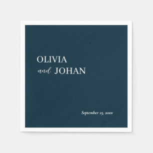 Serviette En Papier Simple Moderne et Minimaliste Mariage Bleu Nuit