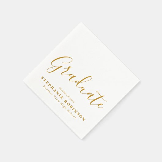 Serviette En Papier Simple moderne Gold Script Graduation Party (Coin)