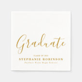 Serviette En Papier Simple moderne Gold Script Graduation Party (Devant)