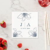 Serviette En Papier Simple moderne Marine bleu Flower Chic Mariage Nap (En situation)