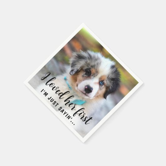 Serviette En Papier Simple moderne mignonne Photo Drôle Chien Mariage (Coin)