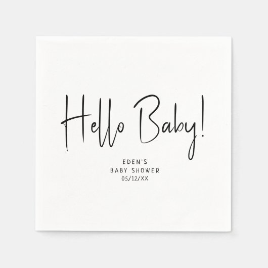 Serviette En Papier Simple moderne Neutral Hello Baby shower serviette (Devant)