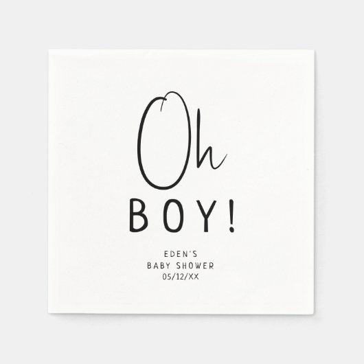 Serviette En Papier Simple moderne Neutral Oh Baby shower garçon (Devant)