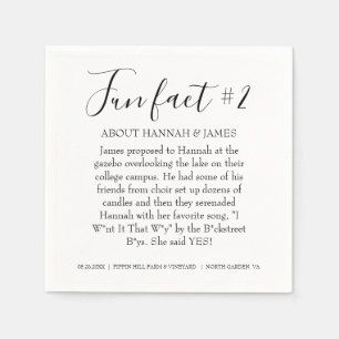 Serviette En Papier Simple moderne Noir & Blanc Fun Fact 2 Mariage