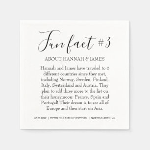 Serviette En Papier Simple moderne Noir & Blanc Fun Fact 3 Mariage