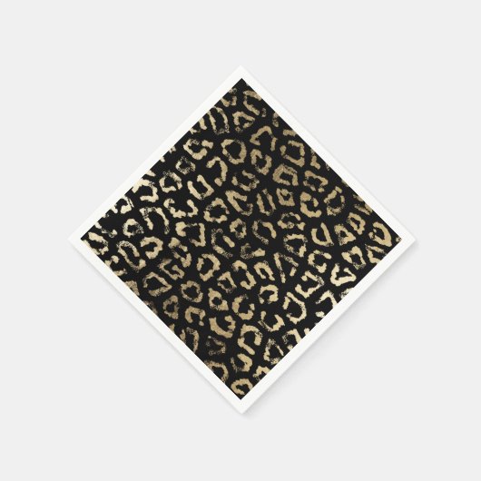 Serviette En Papier Simple moderne noir chic faux or imprimé guépard (Coin)