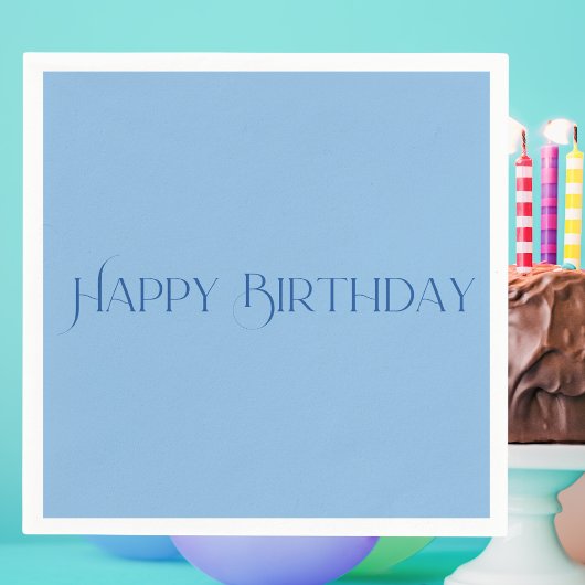 Serviette En Papier Simple Moderne Pastel Bleu clair Joyeux Anniversai