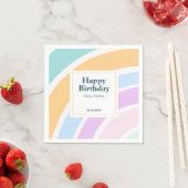 Serviette En Papier Simple moderne Pastel Rainbow Joyeux Anniversaire (En situation)