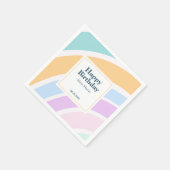 Serviette En Papier Simple moderne Pastel Rainbow Joyeux Anniversaire (Coin)