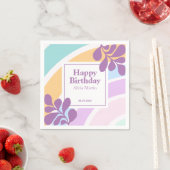 Serviette En Papier Simple moderne Pastel Rainbow Leaf Anniversaire (En situation)