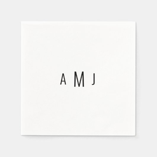 Serviette En Papier Simple moderne police Couple noir Monogramme (Devant)