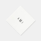 Serviette En Papier Simple moderne police Couple noir Monogramme (Coin)