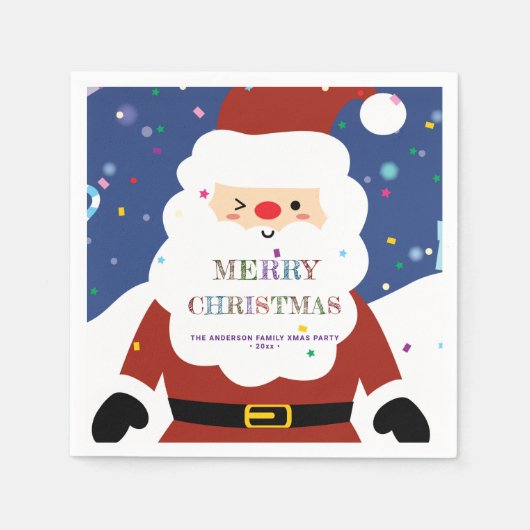 Serviette En Papier Simple moderne Whimsical mignon Père Noël Christma (Devant)