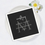 Serviette En Papier Simple Monogramme B&W Photo Mariage Réception