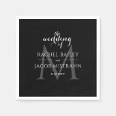 Serviette En Papier Simple Monogramme B&W Photo Mariage Réception (Devant)