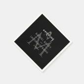 Serviette En Papier Simple Monogramme B&W Photo Mariage Réception (Coin)