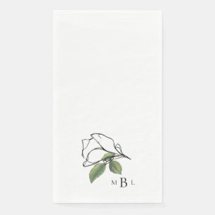 Serviette En Papier Simple monogramme contemporain à tige dessinée à l