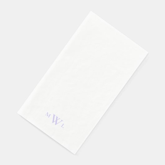 Serviette En Papier Simple Monogramme de Mariage Lavande (Coin)