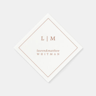 Serviette En Papier Simple Monogramme Élégant en Terre Cuite pour Mari
