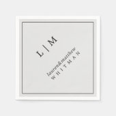 Serviette En Papier Simple Monogramme Gris Clair Mariage Élégant (Devant)