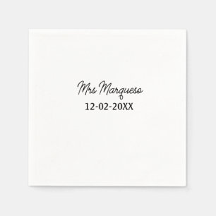 Serviette En Papier simple monogramme minimaliste Mme M. nom date anné