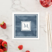Serviette En Papier Simple Monogramme Moderne Marbre Subtil Bleu Marin (En situation)