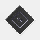 Serviette En Papier Simple monogramme moderne noir et lavande (Coin)