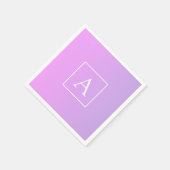 Serviette En Papier Simple Monogramme | Ombré Rose/Violet Subtil (Coin)