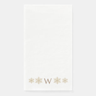 Serviette En Papier Simple Monogramme Or Flocon de Neige Aquarelle Or