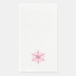 Serviette En Papier Simple Monogramme Or Flocon de Neige Aquarelle Ros