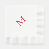 Serviette En Papier Simple Monogramme Rouge Rein (Devant)