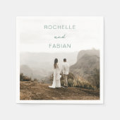 Serviette En Papier Simple Muted Green Photo Mariage élégant (Devant)