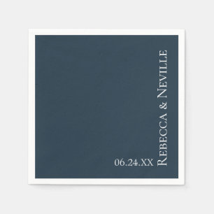 Serviette En Papier Simple Nautique moderne Marine bleu Mariage texte