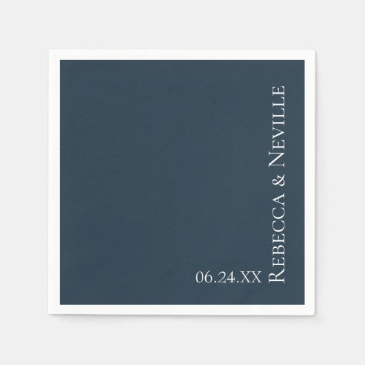 Serviette En Papier Simple Nautique moderne Marine bleu Mariage texte (Devant)