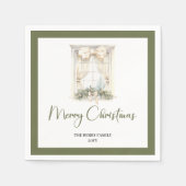 Serviette En Papier Simple Neutral Christmas Tree Family Name Napkins (Devant)