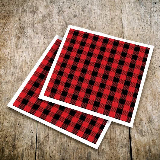 Serviette En Papier Simple Noël Holiday Buffalo Check Motif
