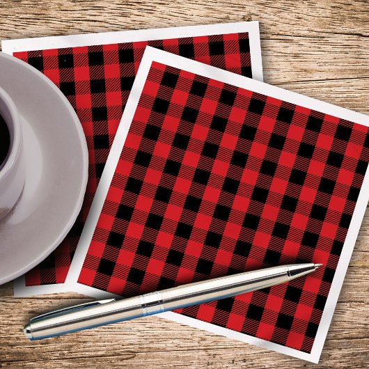 Serviette En Papier Simple Noël Holiday Buffalo Check Motif