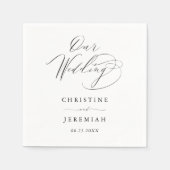 Serviette En Papier Simple noir blanc Mariage de script moderne (Devant)