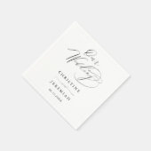 Serviette En Papier Simple noir blanc Mariage de script moderne (Coin)