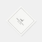Serviette En Papier Simple Noir Blanc Monogramme Moderne Mariage éléga (Coin)