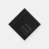 Serviette En Papier Simple noir élégant Mariage de monogramme classiqu (Coin)