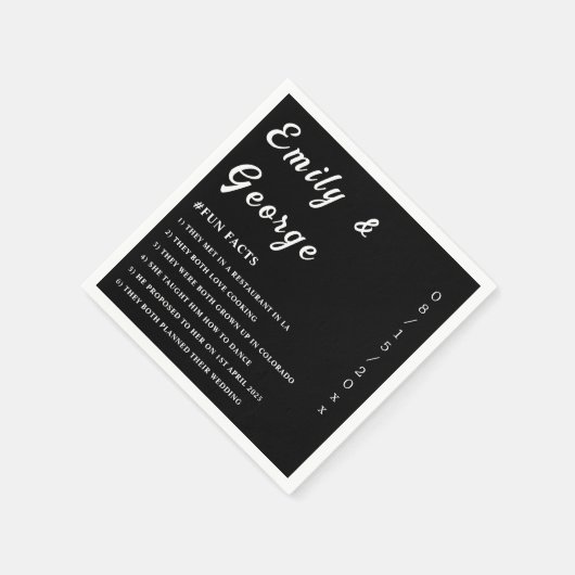Serviette En Papier Simple Noir Et Blanc Chic Fun Fun Fun Mariage (Coin)